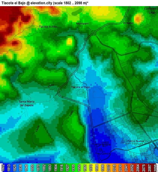 Tlacote el Bajo elevation map