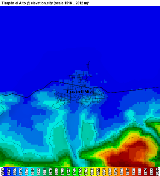 Tizapán el Alto elevation map