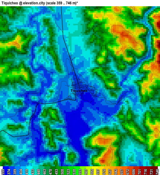 Tiquicheo elevation map