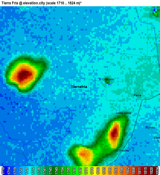 Tierra Fría elevation map