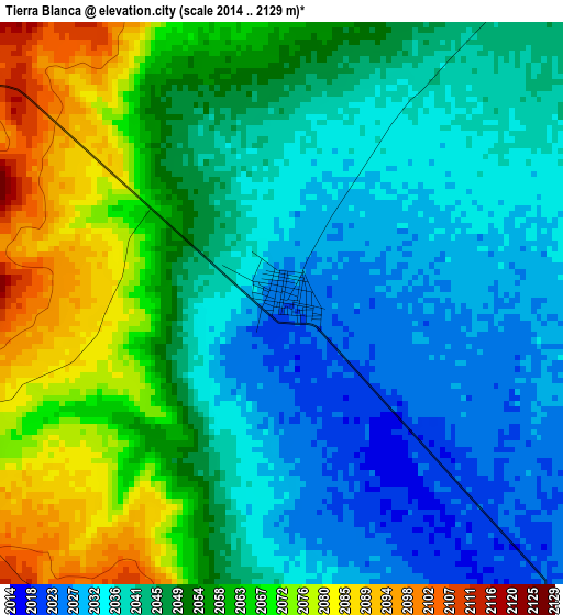 Tierra Blanca elevation map