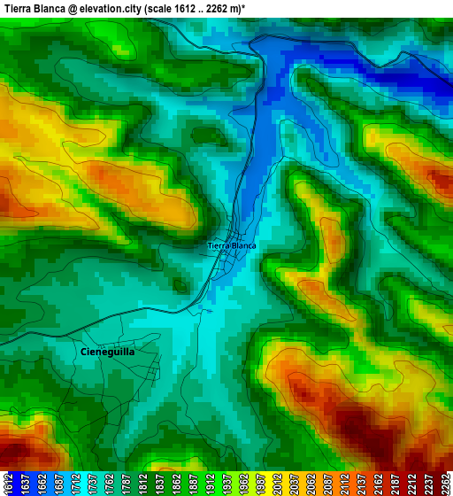 Tierra Blanca elevation map