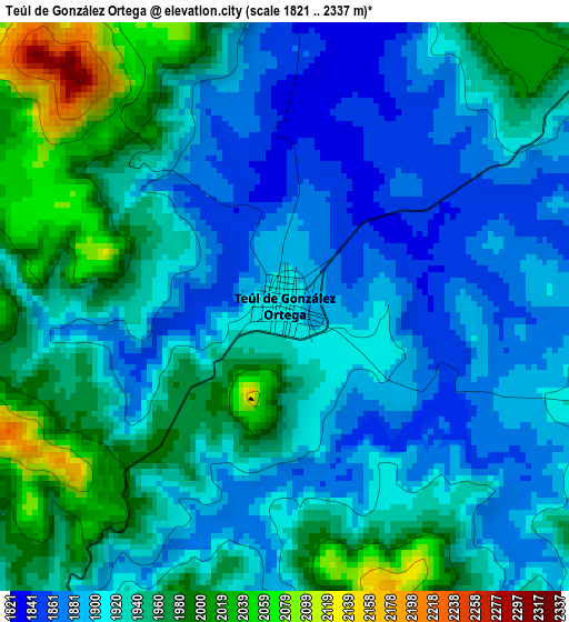 Teúl de González Ortega elevation map