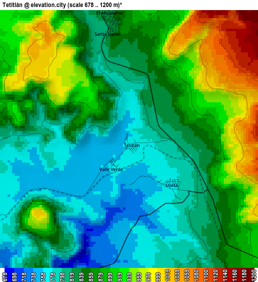 Tetitlán elevation map