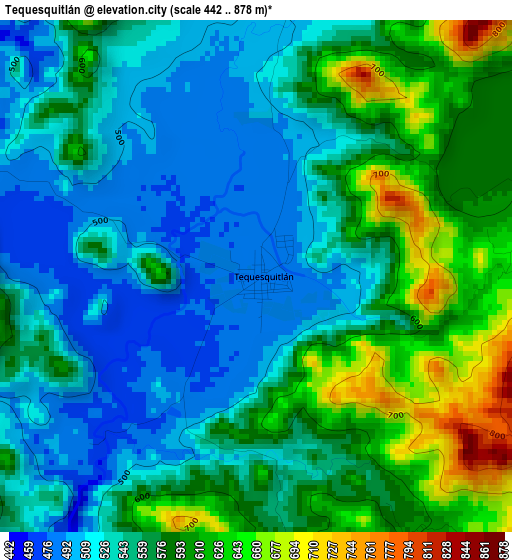 Tequesquitlán elevation map