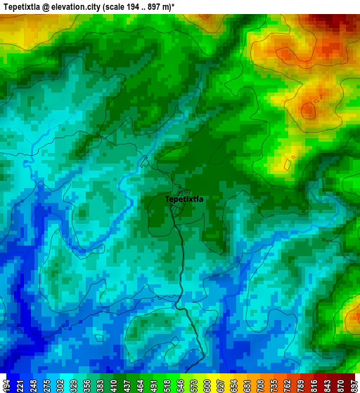 Tepetixtla elevation map