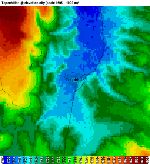 Tepechitlán elevation map