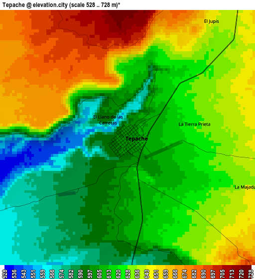 Tepache elevation map