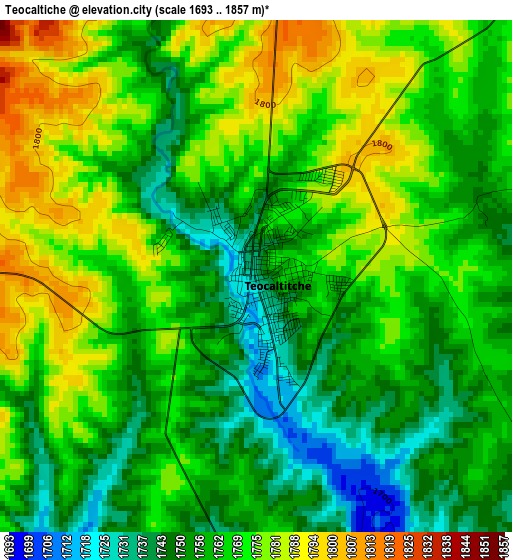 Teocaltiche elevation map