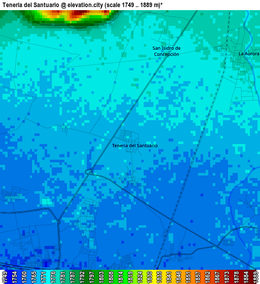 Tenería del Santuario elevation map