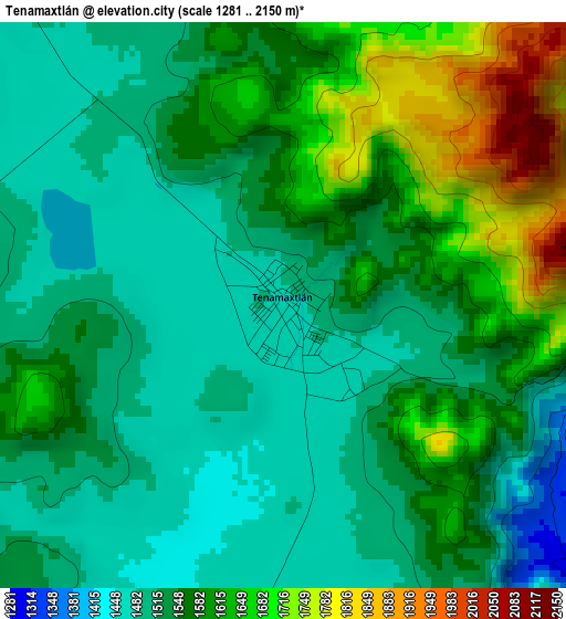 Tenamaxtlán elevation map