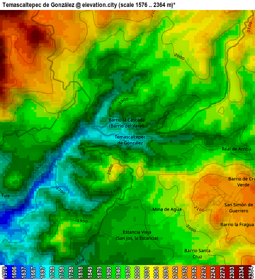 Temascaltepec de González elevation map