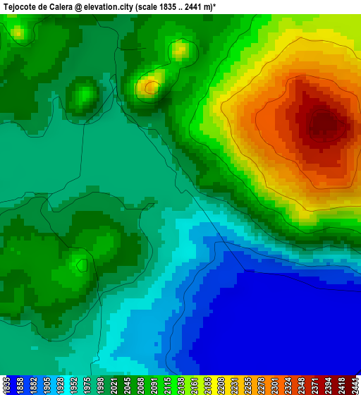 Tejocote de Calera elevation map