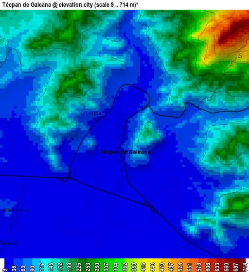 Técpan de Galeana elevation map