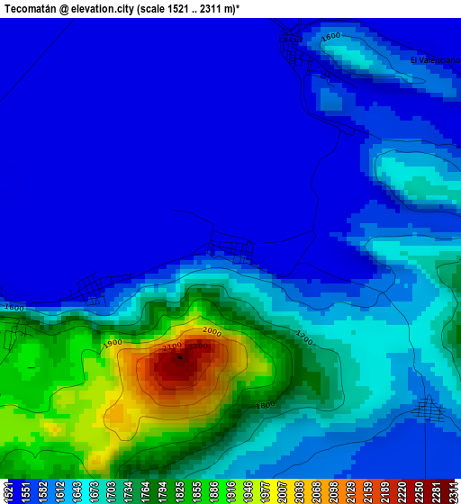 Tecomatán elevation map