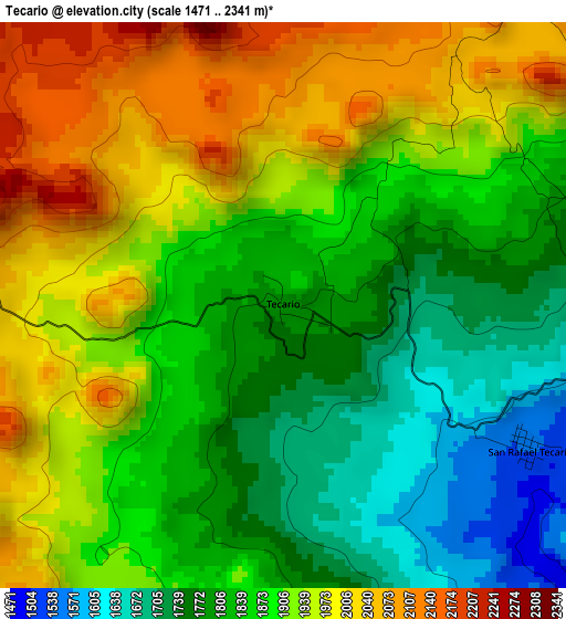 Tecario elevation map