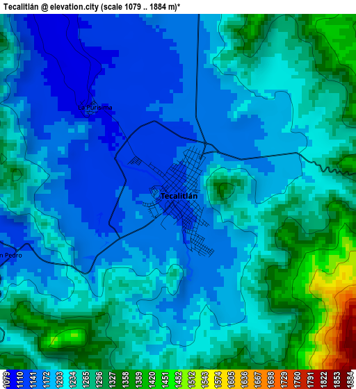 Tecalitlán elevation map