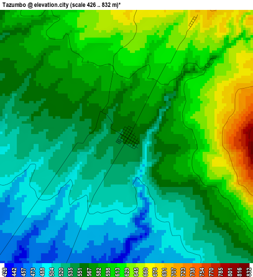Tazumbo elevation map
