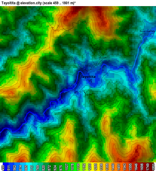 Tayoltita elevation map