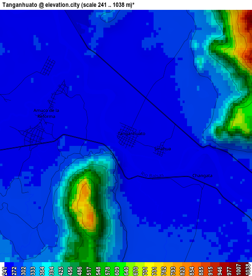 Tanganhuato elevation map