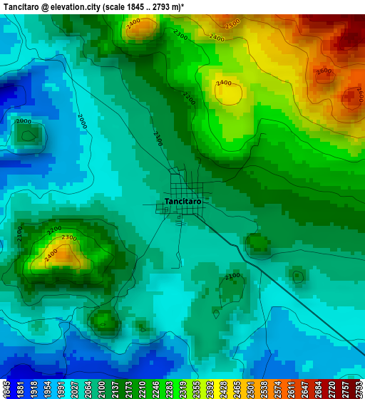 Tancítaro elevation map