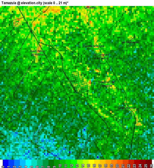 Tamazula elevation map