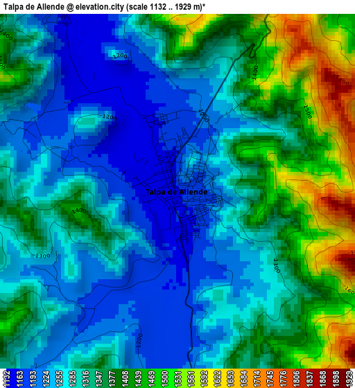 Talpa de Allende elevation map