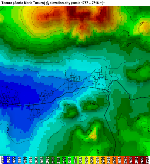 Tacuro (Santa María Tacuro) elevation map