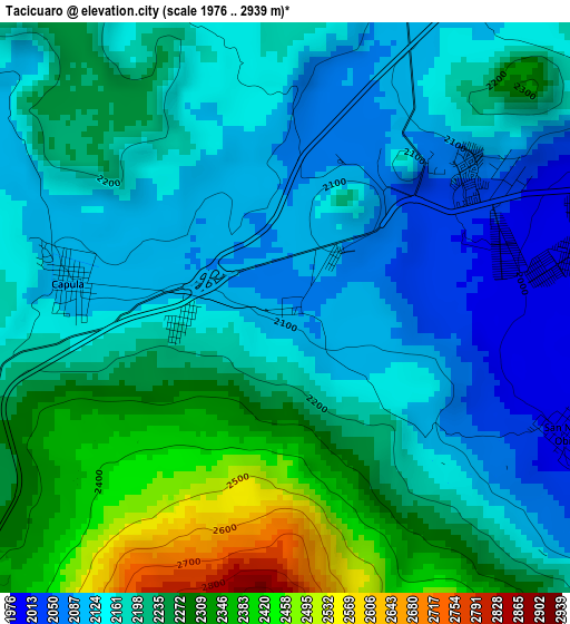 Tacicuaro elevation map