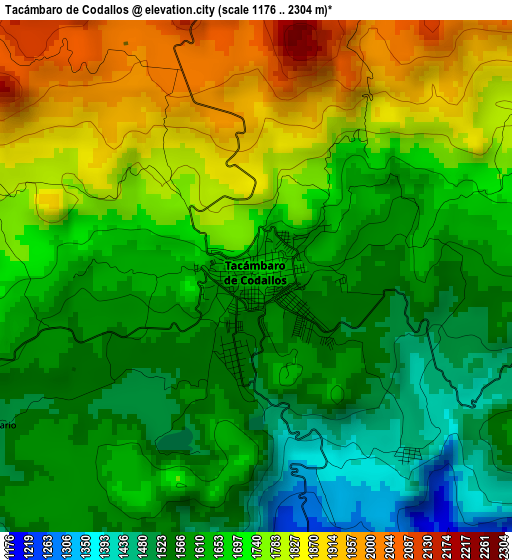 Tacámbaro de Codallos elevation map