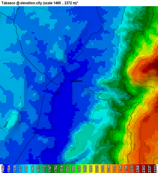 Tabasco elevation map