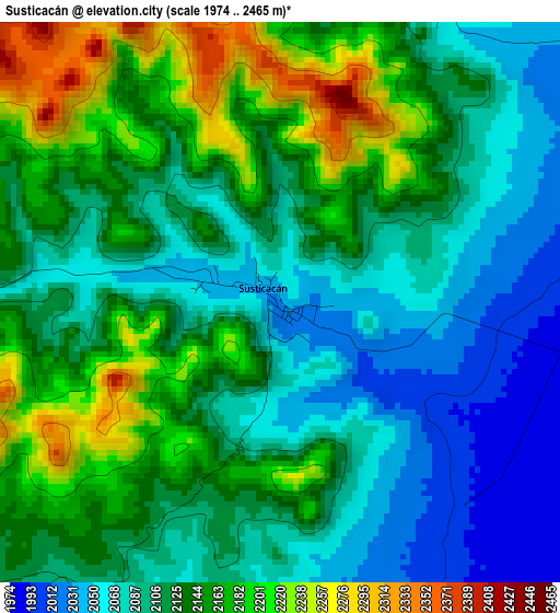 Susticacán elevation map