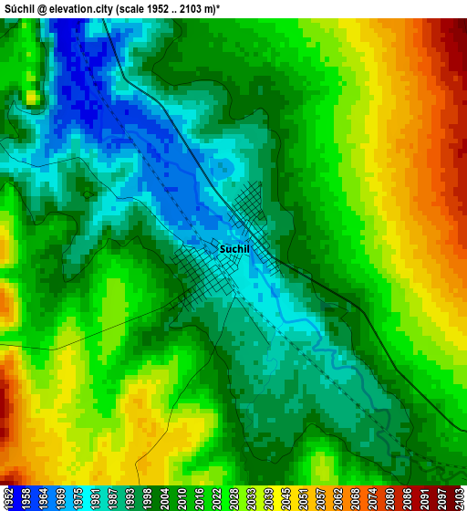 Súchil elevation map