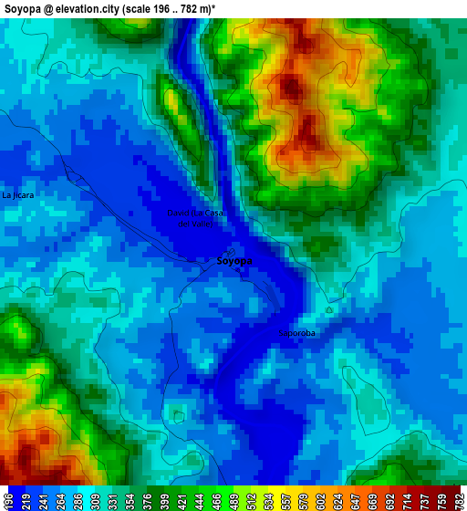 Soyopa elevation map