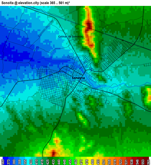 Sonoita elevation map