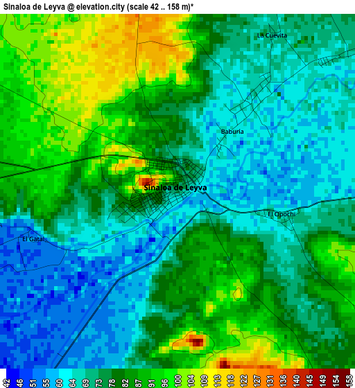 Sinaloa de Leyva elevation map