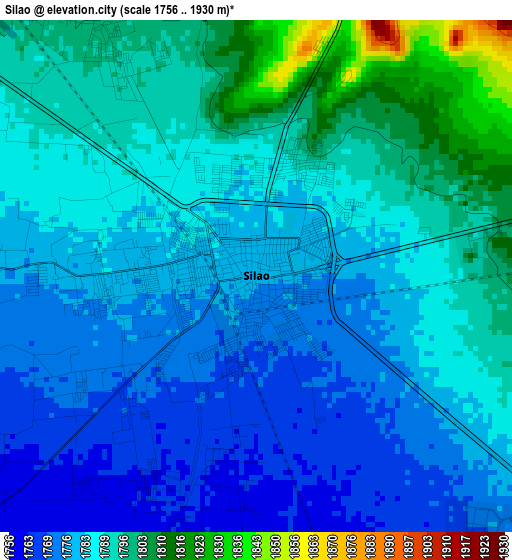 Silao elevation map