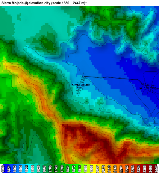 Sierra Mojada elevation map