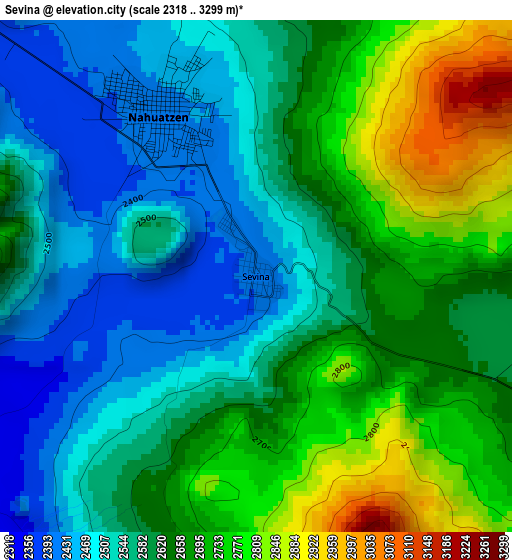 Sevina elevation map