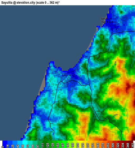 Sayulita elevation map