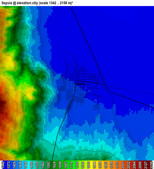Sayula elevation map