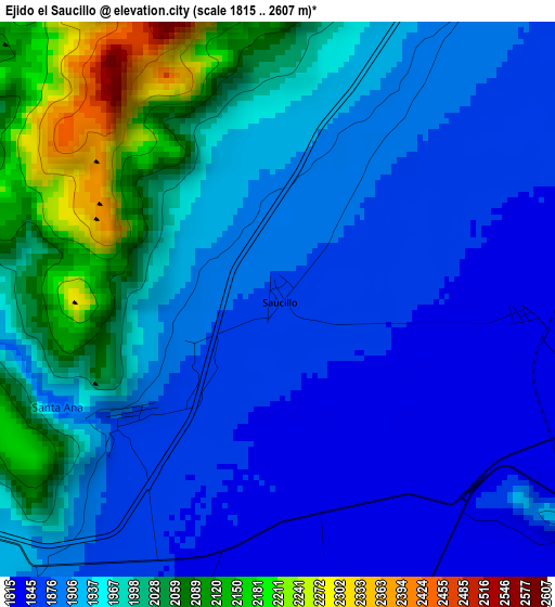 Ejido el Saucillo elevation map