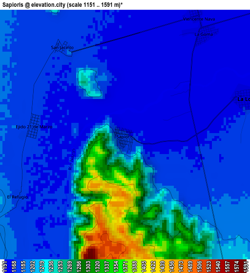 Sapioris elevation map