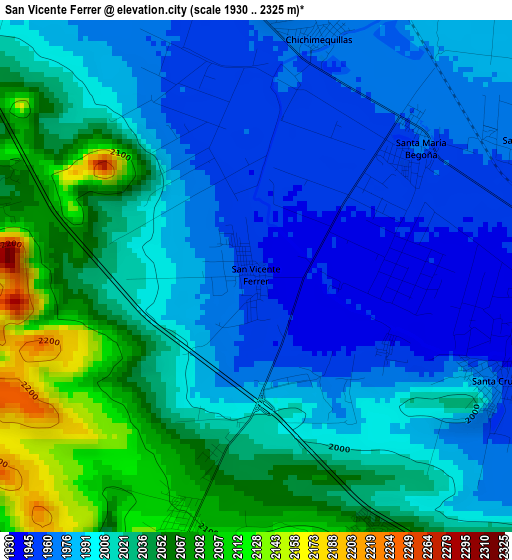 San Vicente Ferrer elevation map