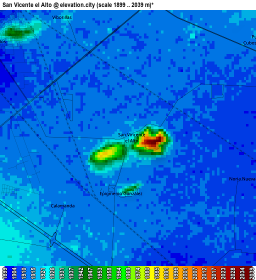 San Vicente el Alto elevation map