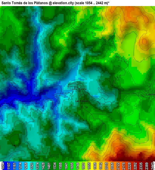 Santo Tomás de los Plátanos elevation map