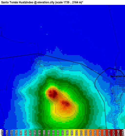 Santo Tomás Huatzindeo elevation map