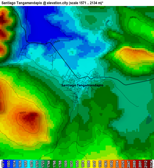 Santiago Tangamandapio elevation map