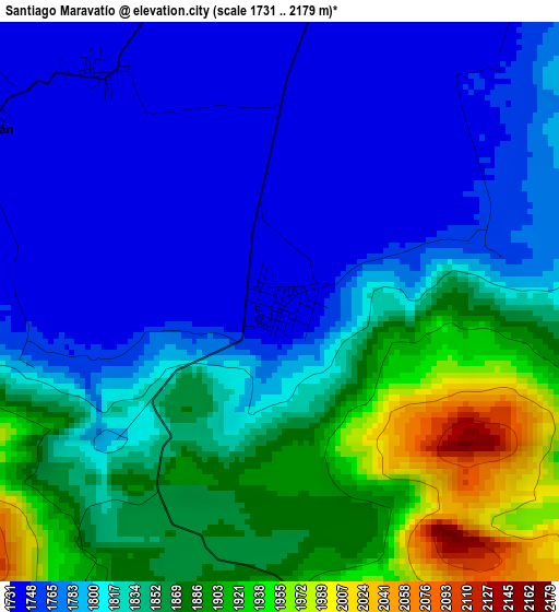 Santiago Maravatío elevation map