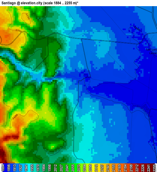 Santiago elevation map